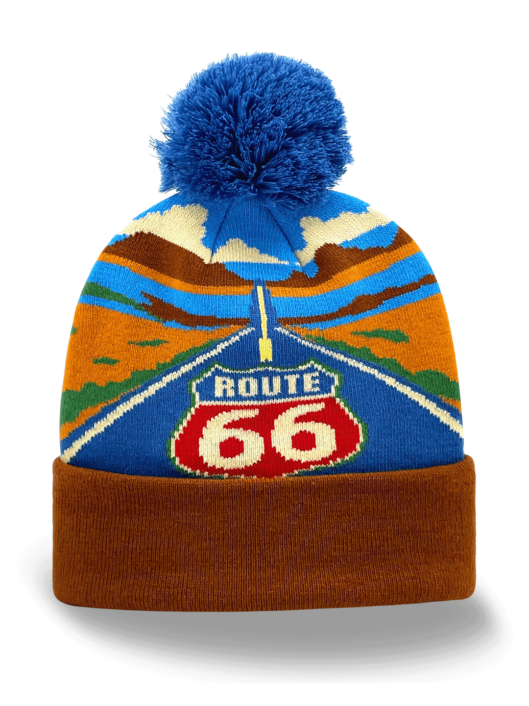 Route 66 Roadside America Knit Beanie Hat for Classic Travel