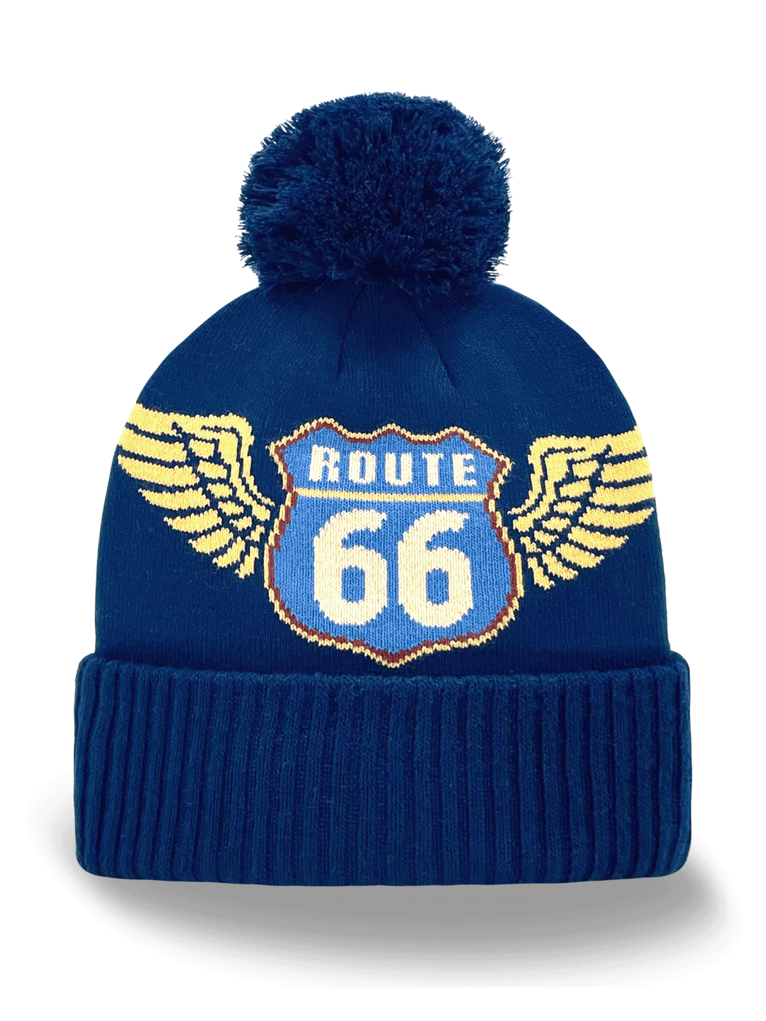 Route 66 Winged Beanie Hat for Winter Road Trip Adventures