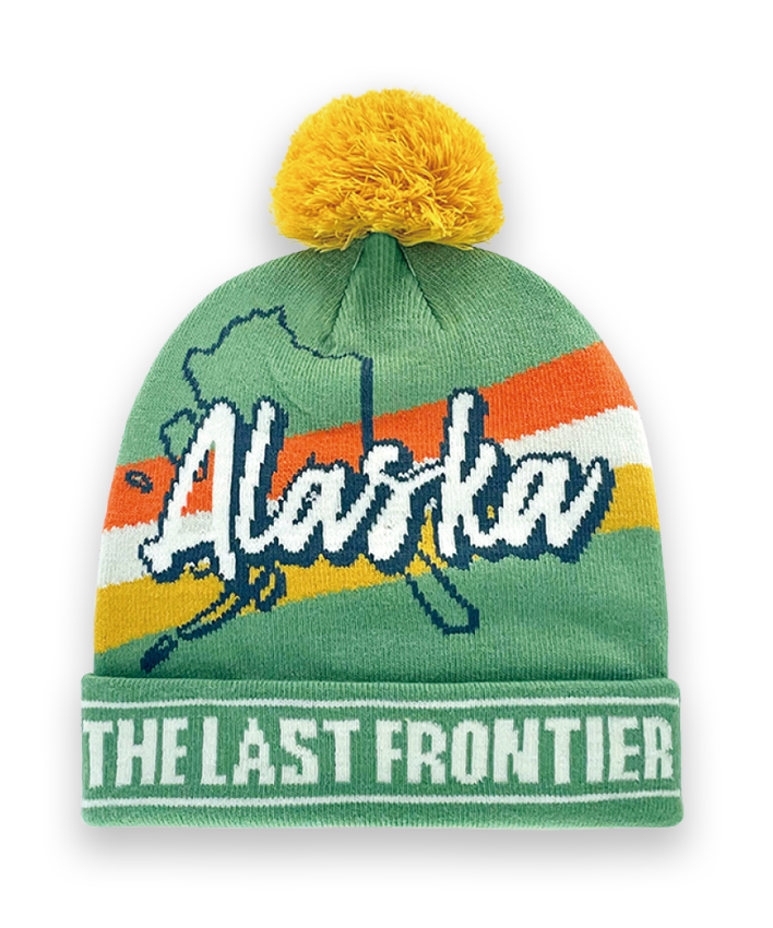 Alaska Knit Beanie Winter Hat with Pom Pom The Last Frontier Souvenir