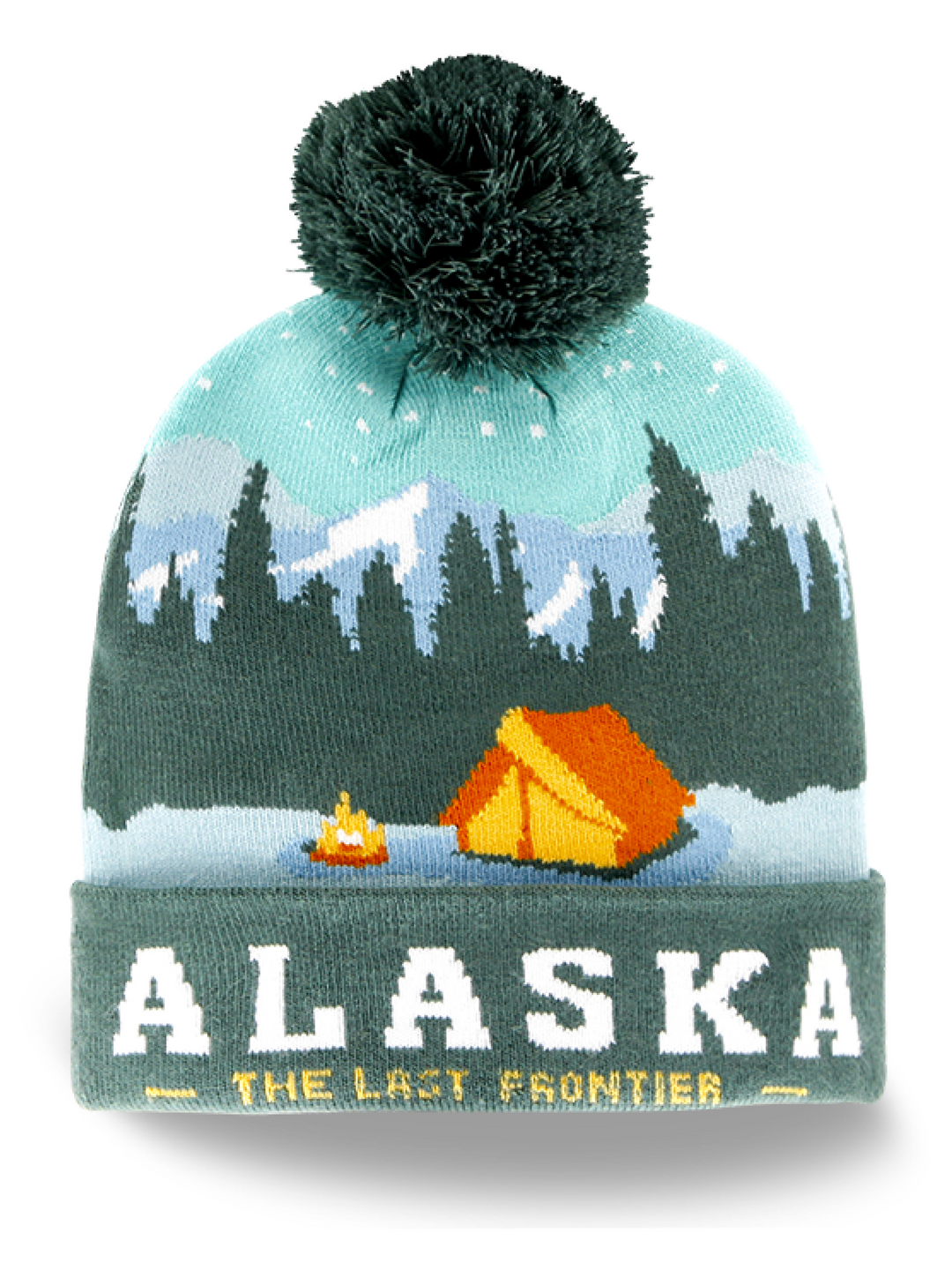 Alaska Outdoor Adventure Camping Knit Beanie Pom Pom Winter Hat