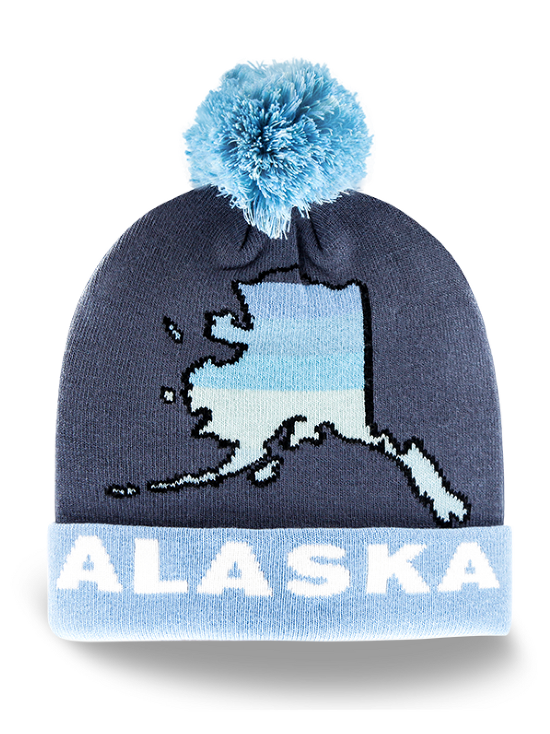 Alaska Map Design Knit Pom Beanie Souvenir Warm Winter Travel Hat
