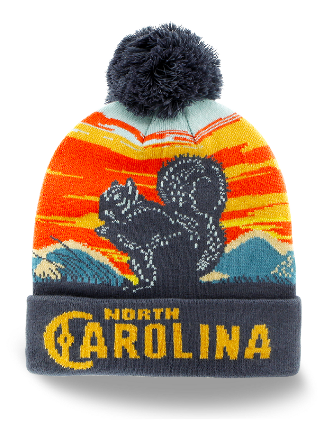 North Carolina Squirrel Knit Beanie Hat with Pom Pom Winter Souvenir