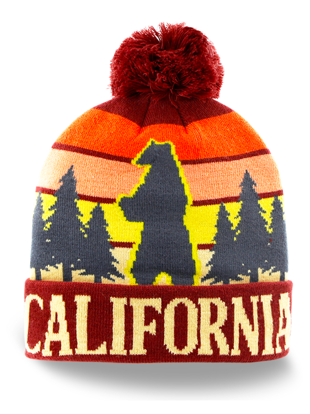 California Bear Adventure Knit Pom Beanie Souvenir Warm Winter Cap