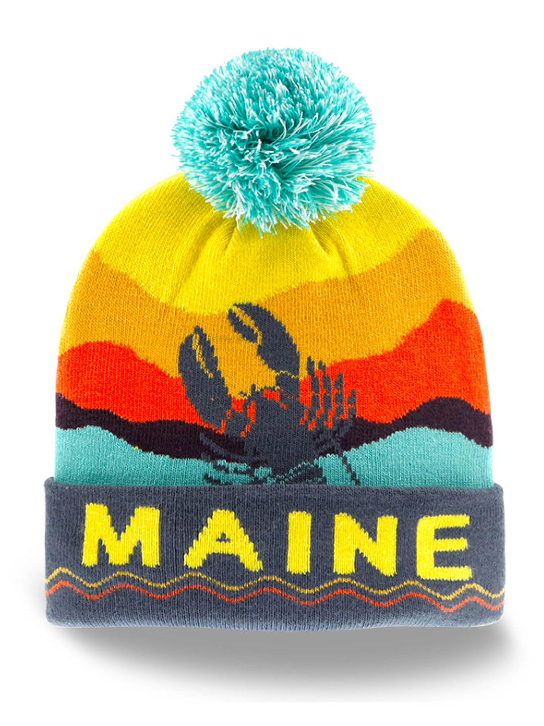 Maine Lobster Coastal Knit Pom Beanie Souvenir Winter Travel Hat