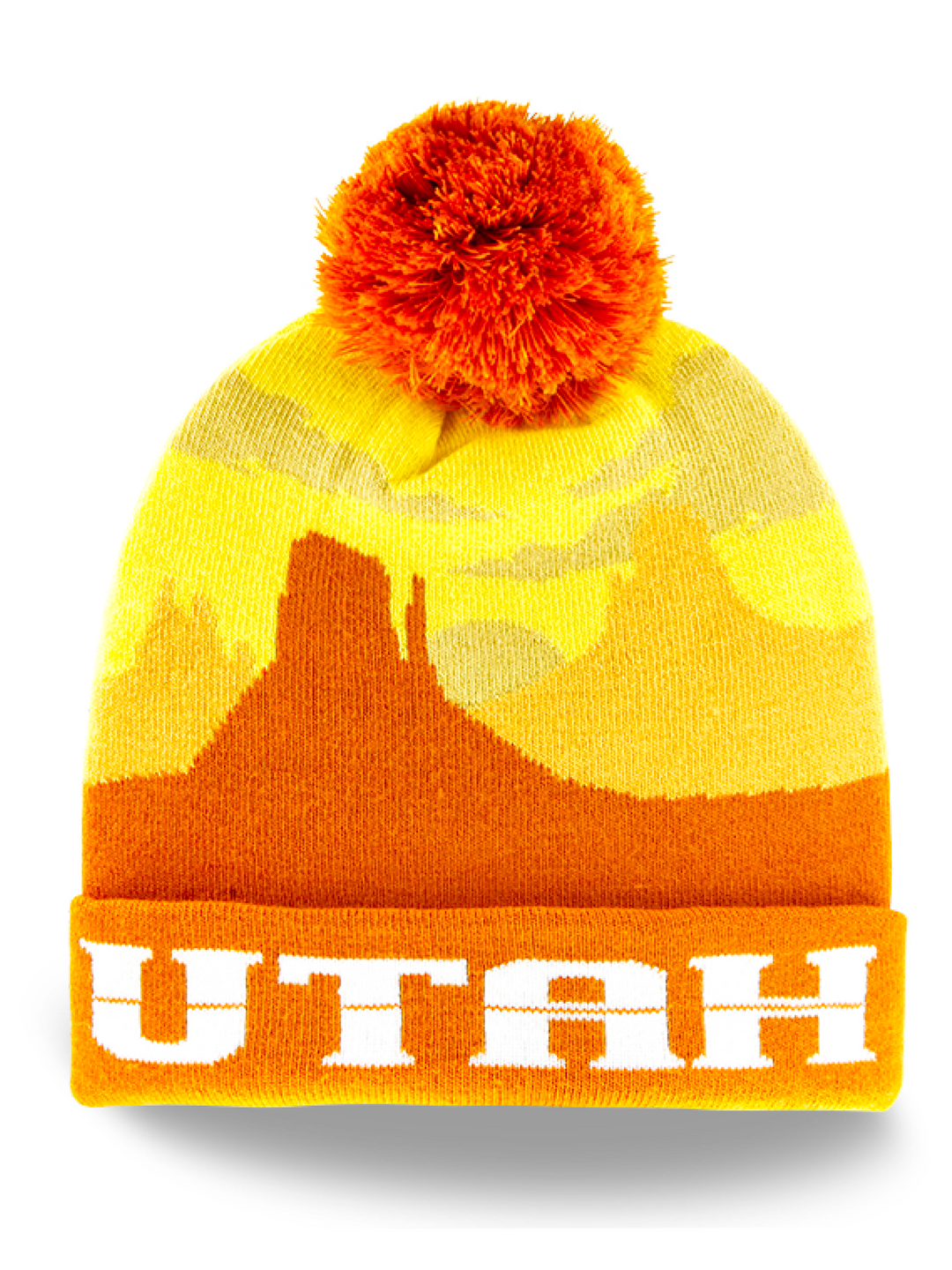 Utah Red Rock Sunset Knit Beanie Hat with Pom Pom Winter Souvenir