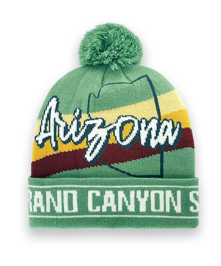 Arizona Knit Beanie Hat with Grand Canyon State Design Winter Pom Pom Cap