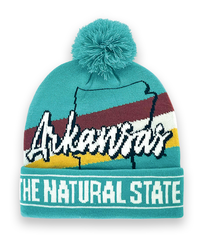 Arkansas Knit Beanie with Pom Pom Winter Hat The Natural State Souvenir Gift