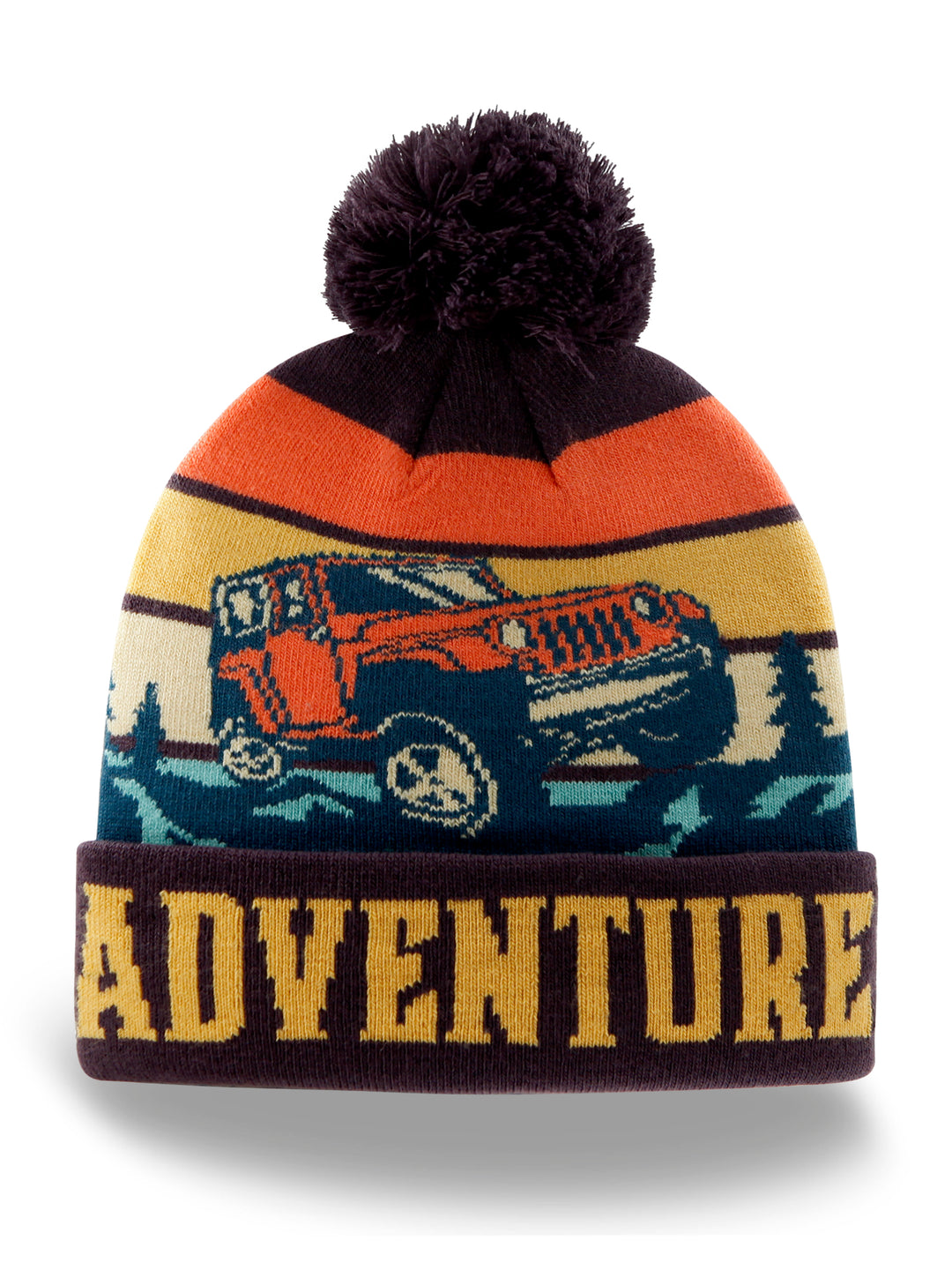 Adventure Beanie Hat with Pom Pom Winter Knit Cap Outdoor Off-Road Jeep Warm Hat