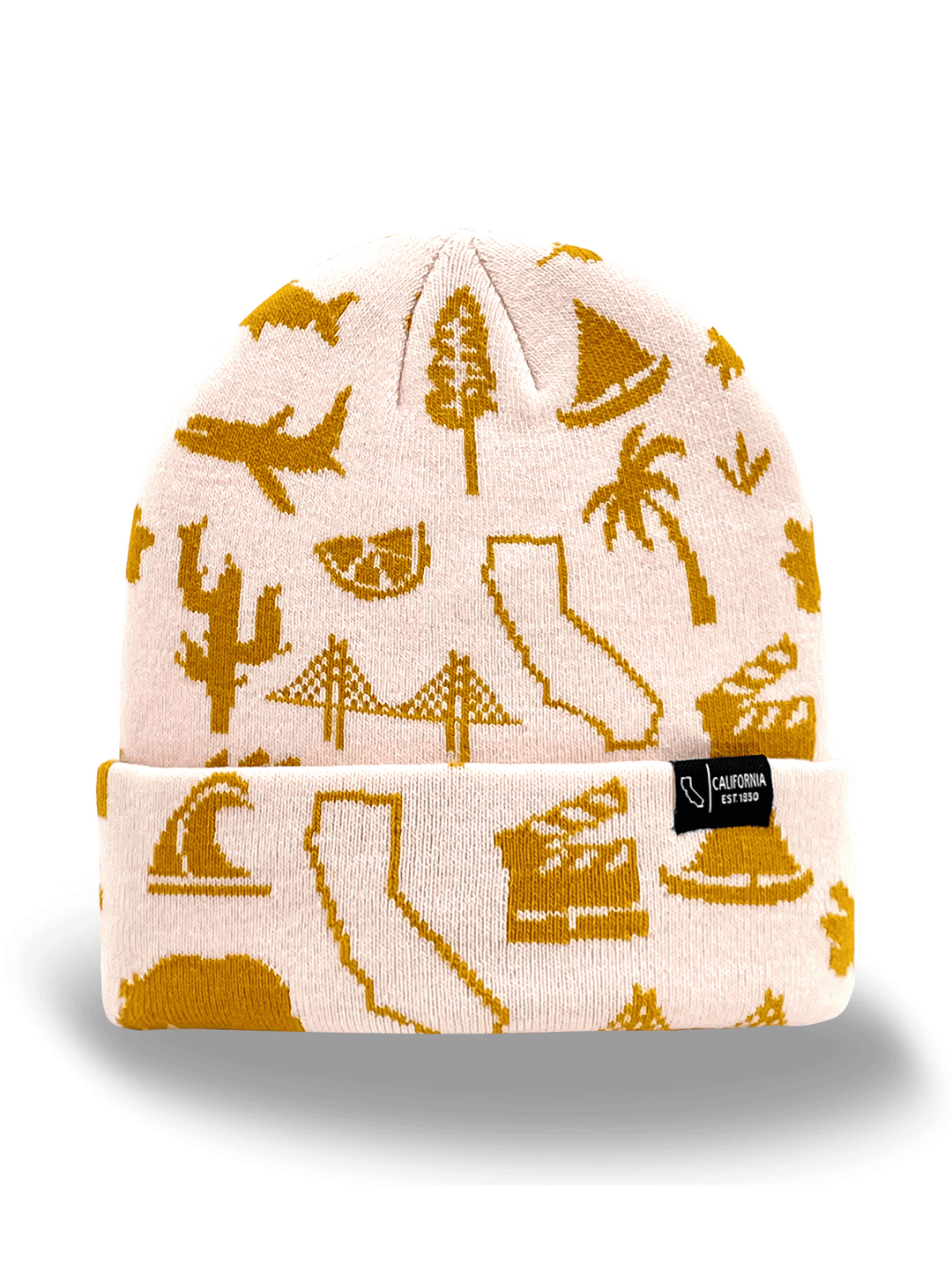 California State Icons Knit Beanie Hat for Travel, Hiking, Outdoor Adventure Souvenir Gift