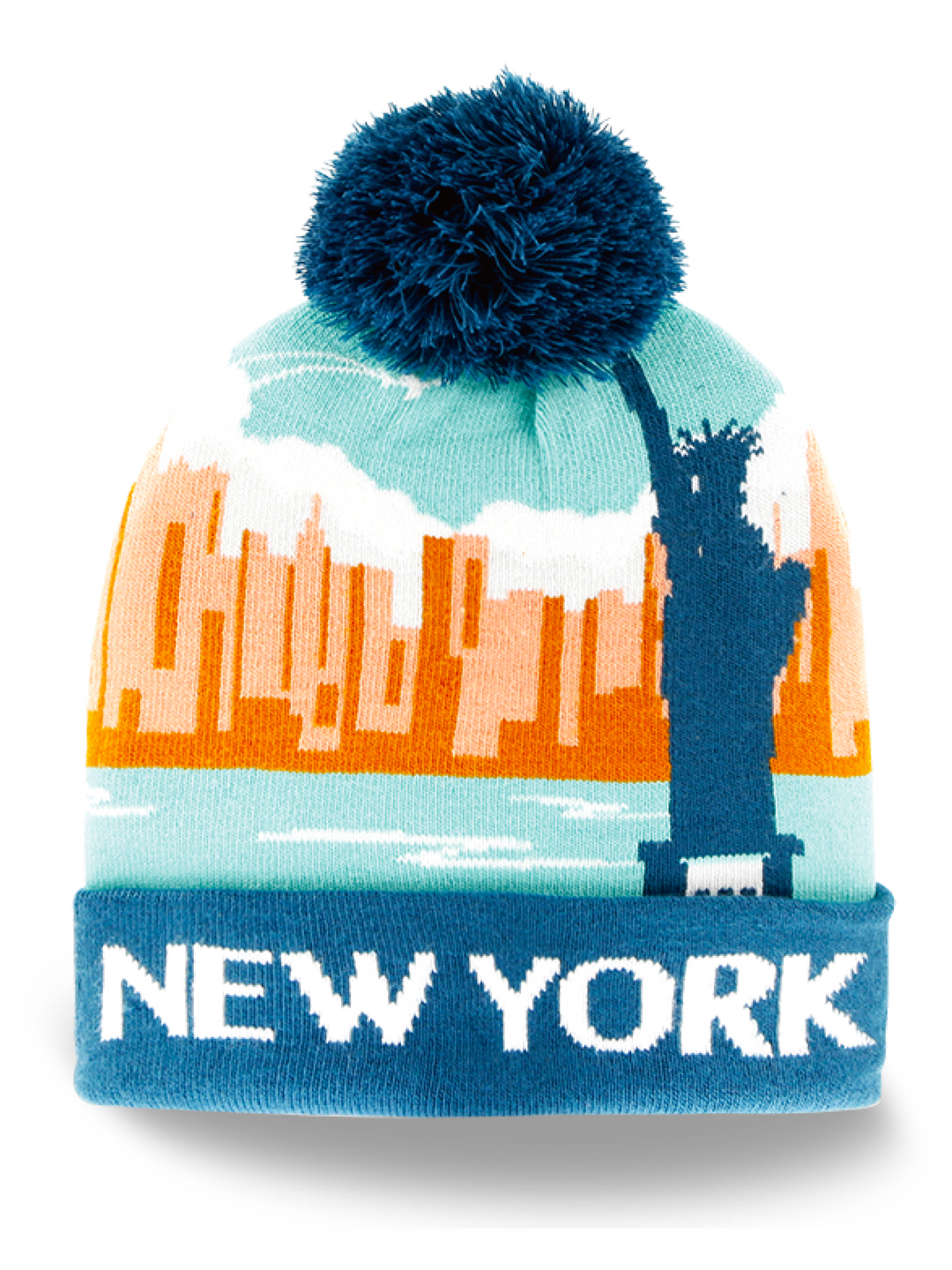 New York City Travel Souvenir Knit Pom Pom Beanie Winter Hat