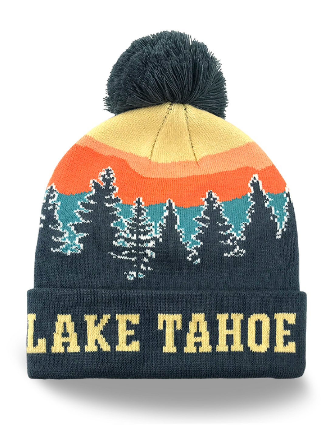 ake Tahoe Forest Knit Beanie Pom Pom Winter Hat Gift for Travelers
