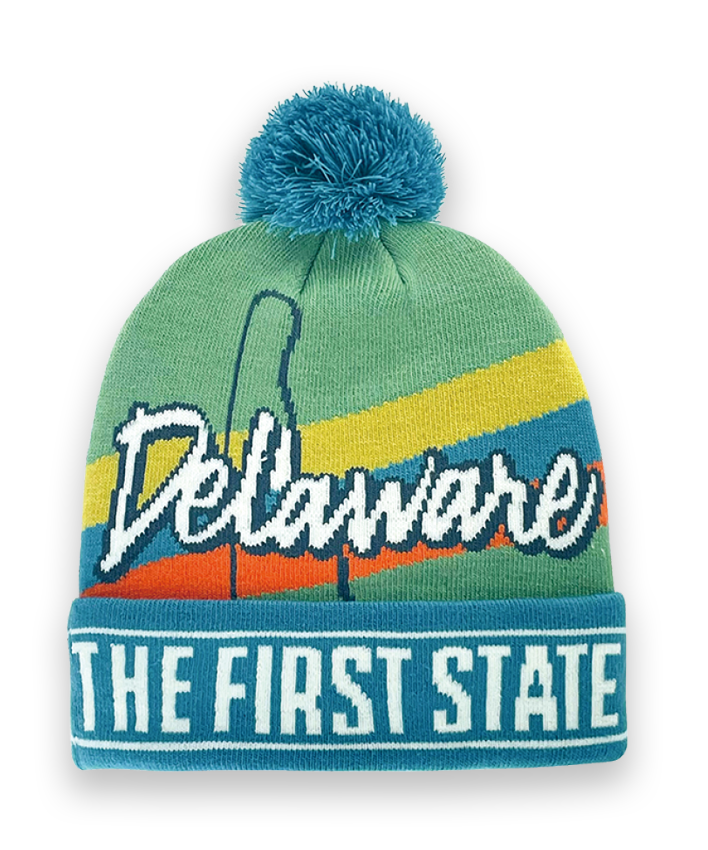 Delaware Knit Beanie Winter Hat with Pom Pom The First State Souvenir