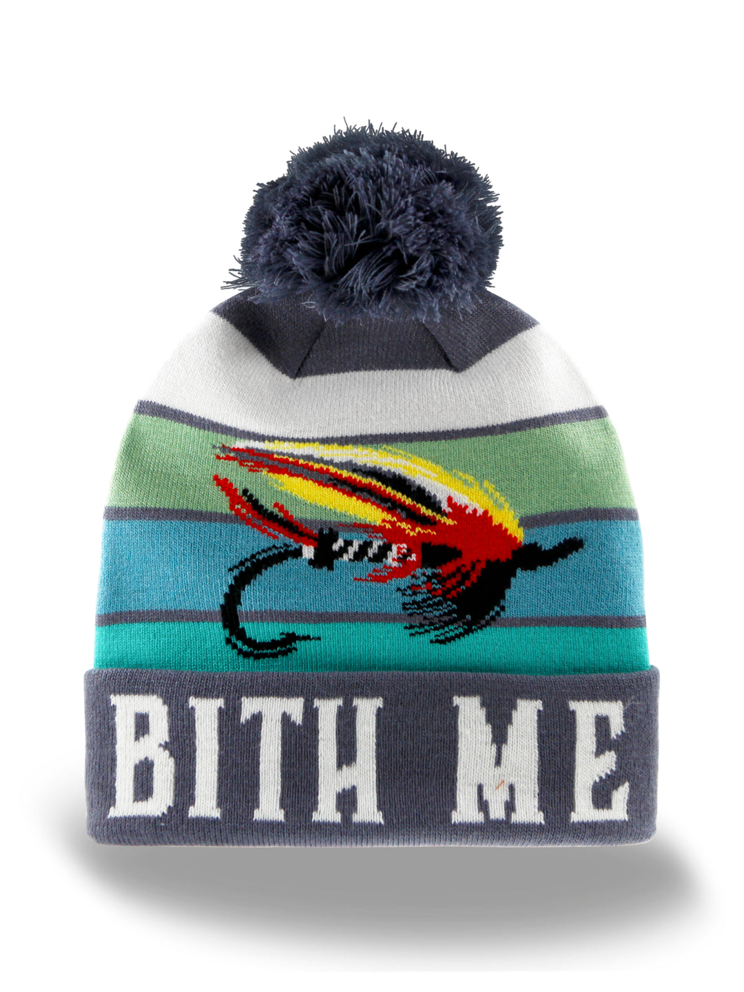 Fly Fishing Knit Beanie Pom Pom Hat for Anglers Outdoor Camping Lake Trips