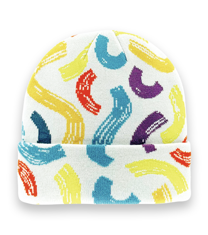 Colorful Brushstroke Abstract Knit Beanie Hat – Artistic Retro Winter Warm Unisex Accessory-NI60004