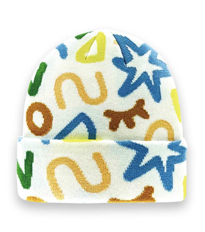 Colorful Geometric Abstract Knit Beanie Hat – Retro Artistic Winter Warm Unisex Accessory-NI60006