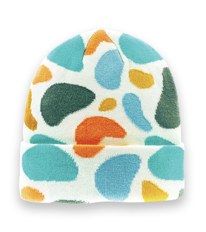 Colorful Abstract Shape Knit Beanie Hat – Retro Artistic Winter Warm Unisex Accessory-NI60007