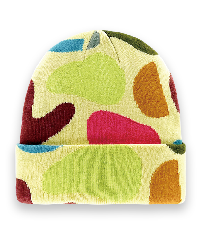 Colorful Abstract Pattern Knit Beanie Hat – Retro Artistic Winter Warm Unisex Accessory-NI60008