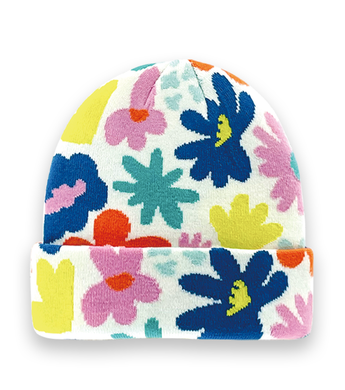 Retro Colorful Floral Knit Beanie Hat – Winter Warm Unisex Fashion Accessory-NI60016