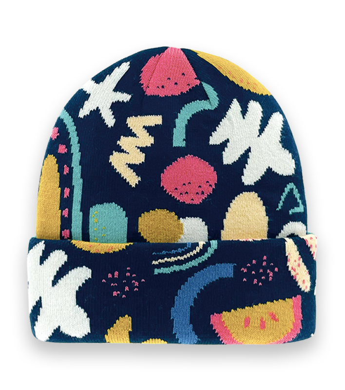 Abstract Colorful Knit Beanie Hat with Geometric Shapes for Winter Warmth and Streetwear-NI60021