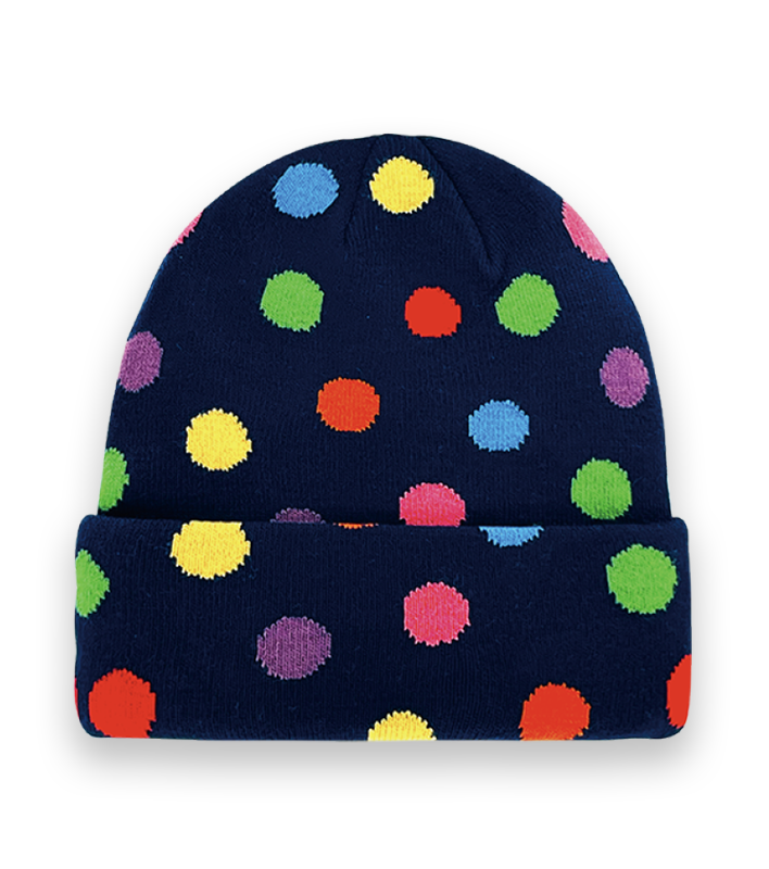 Colorful Polka Dot Knit Beanie Hat – Unisex Winter Playful Streetwear-NI60038