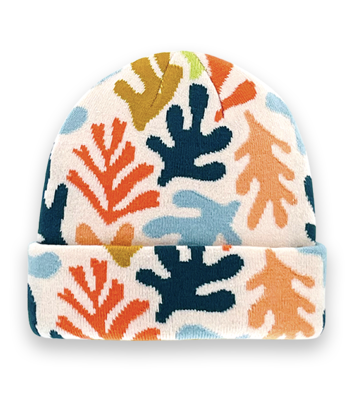 Colorful Abstract Leaf Pattern Beanie Hat – Cozy Knit Unisex Winter Cap-NI60061