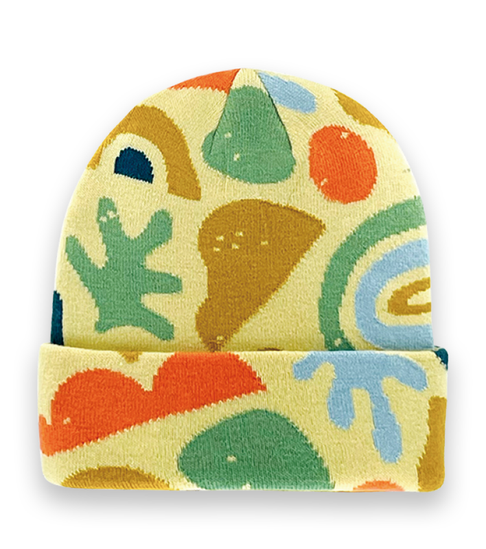 Colorful Abstract Art Knit Beanie, Warm Cozy Unisex Winter Hat for Streetwear Fashion-NI60070