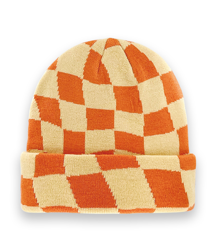 Retro Checkerboard Knit Beanie, Warm Cozy Unisex Winter Hat for Outdoor Fashion Streetwear-NI60072