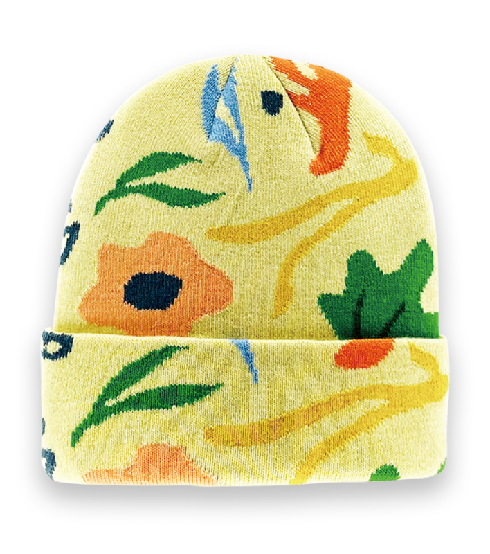 Colorful Abstract Floral Knit Beanie, Warm Cozy Unisex Winter Hat for Streetwear Outdoor-NI60073