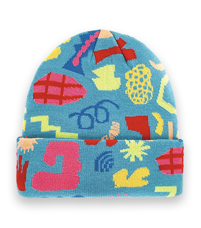 Colorful Abstract Knit Beanie – Playful Artistic Winter Hat with Geometric Pattern Design-NI60085