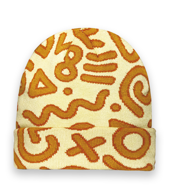 Unisex Abstract Pattern Knit Beanie – Warm Winter Hat, Geometric Retro Streetwear Style-NI60109