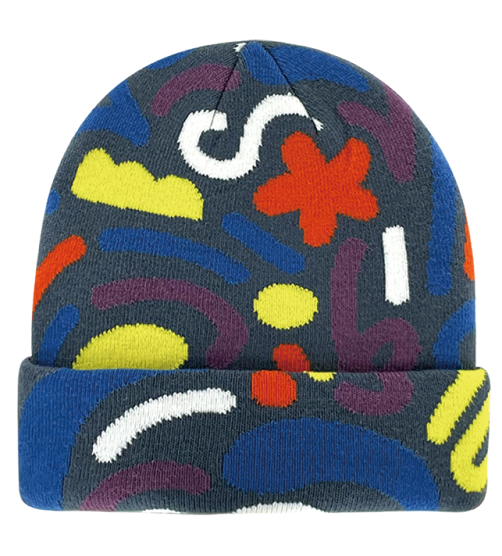 Unisex Colorful Abstract Pattern Knit Beanie – Warm Winter Streetwear Hat-NI60110