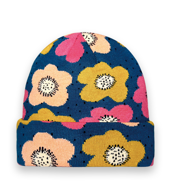 Colorful Floral Knit Beanie Hat – Unisex Winter Warm Fashion Accessory-NI60111