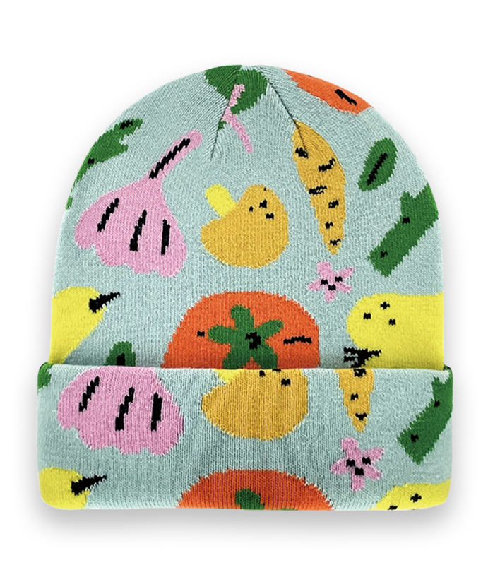 Unisex Knit Beanie with Colorful Vegetable Pattern – Cozy Winter Fashion Hat-NI60138