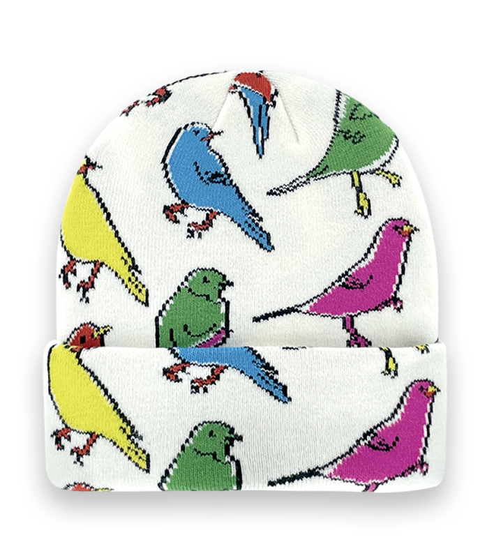 Unisex Colorful Bird Knit Beanie Hat – Animal Pattern Winter Warm Streetwear Cap-NI60142