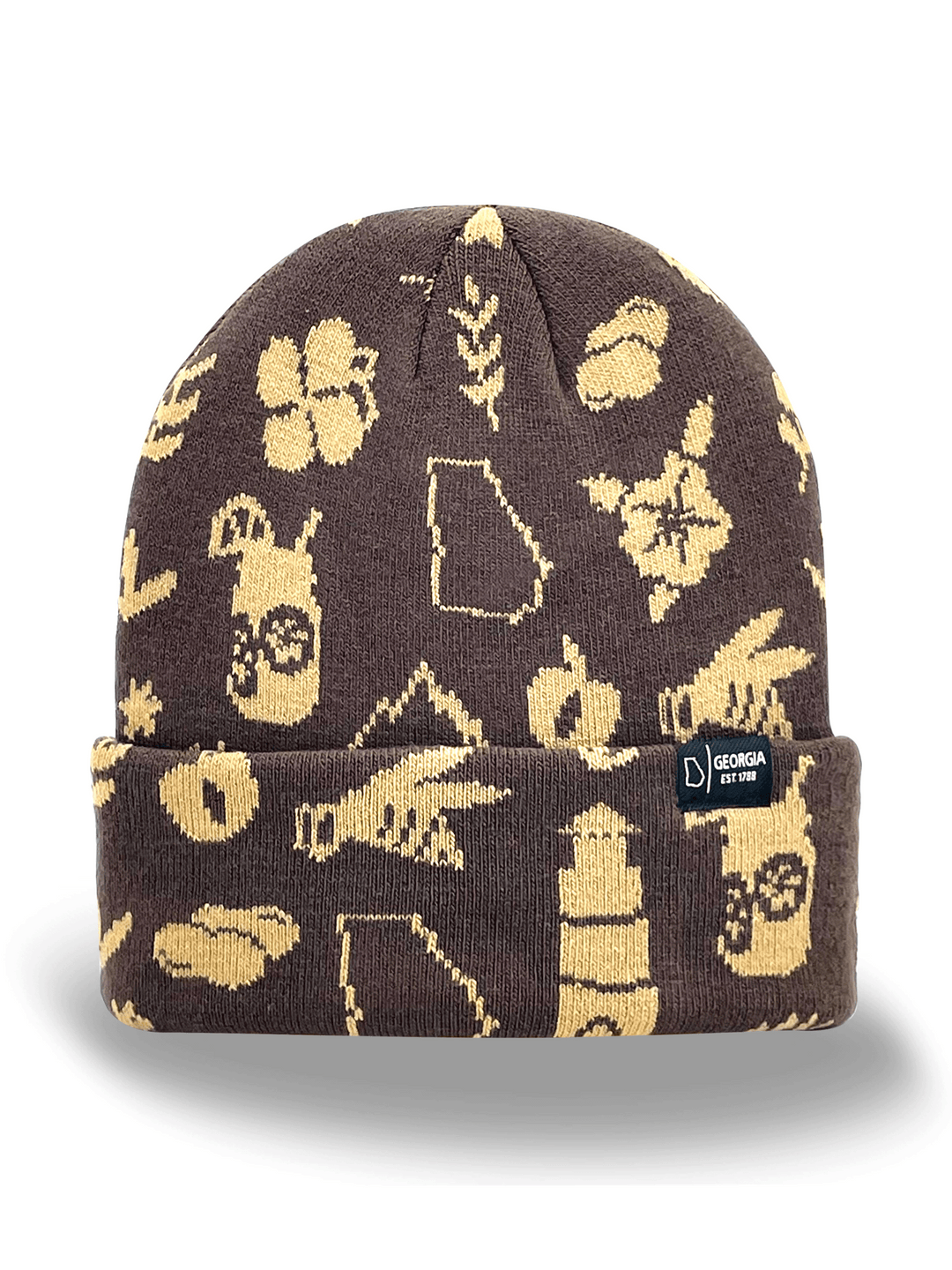 Georgia Knit Beanie Hat – State Icons, Winter Warm, Southern Travel Souvenir Gift