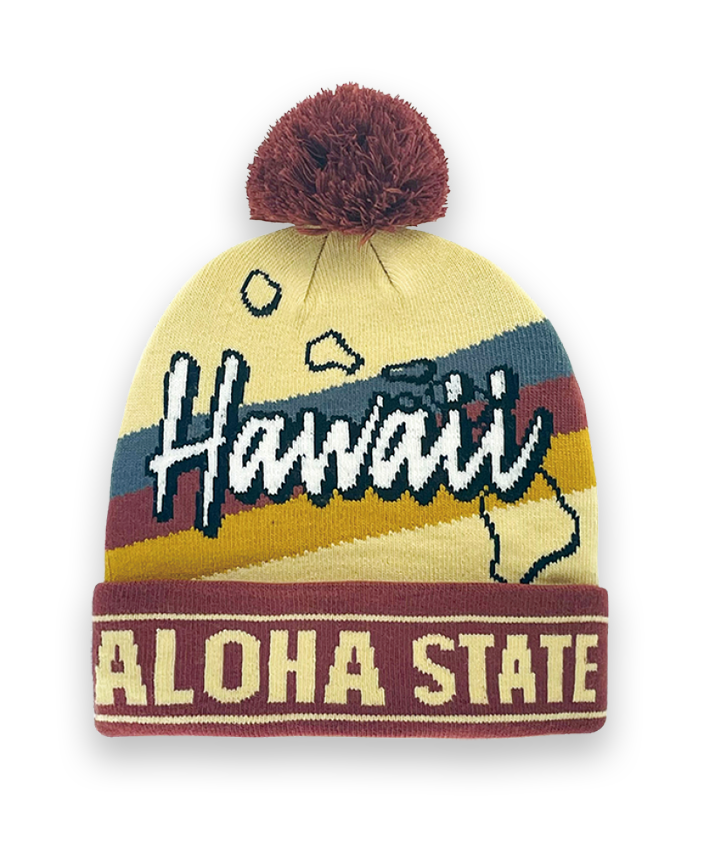 Hawaii Beanie Winter Knit Hat with Pom Pom Aloha State Design