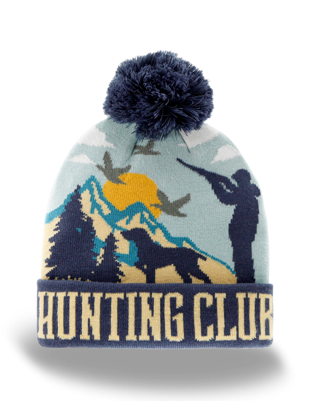 Hunting Club Knit Beanie Pom Pom Winter Hat for Outdoor Hunting Hiking Camping