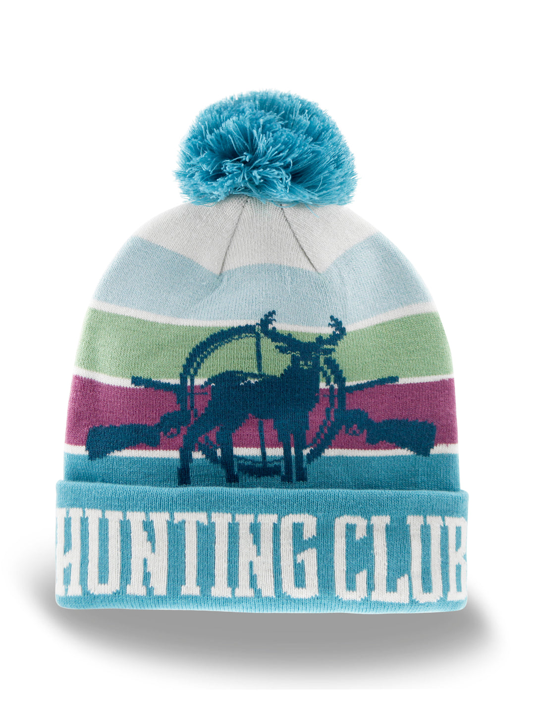 Hunting Club Knit Beanie with Pom Pom, Winter Hat for Deer Hunting Outdoor Sports