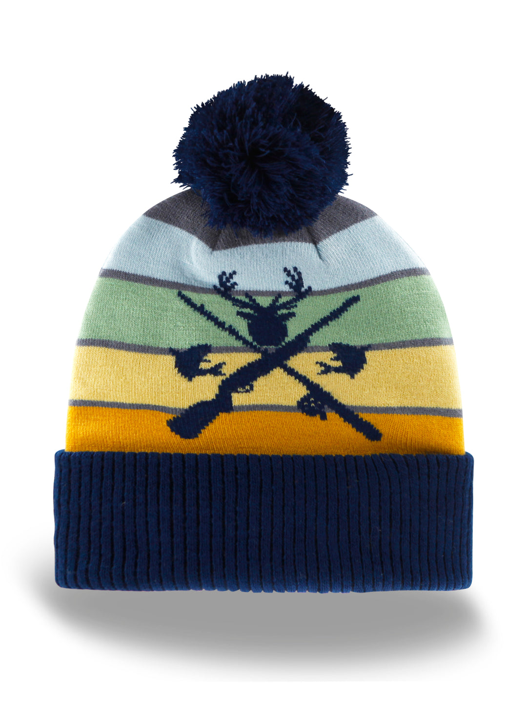 Moose and Oars Knit Beanie with Pom Pom Winter Hat Forest Lake Adventure Style