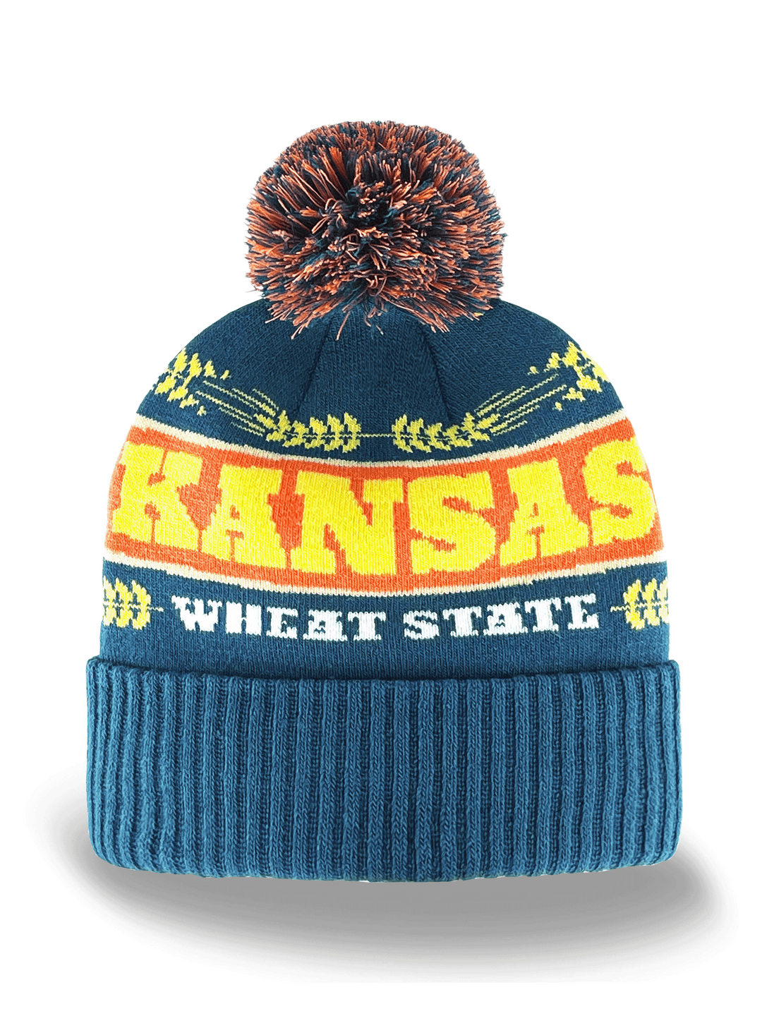 Kansas Knit Beanie with Pom Pom Winter Hat Wheat State Souvenir Gift