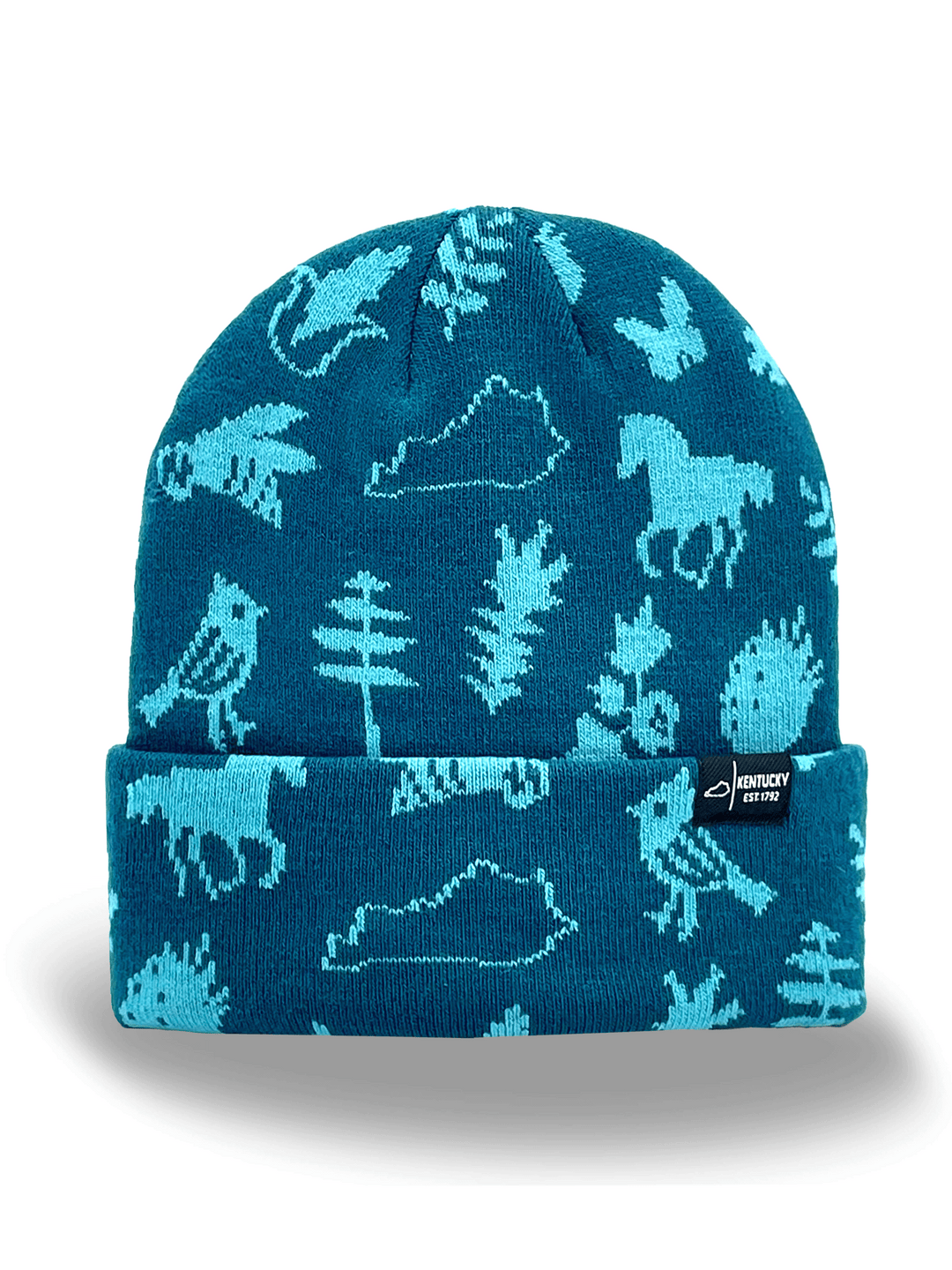 Kentucky State Icons Knit Beanie Hat for Travel, Hiking, Outdoor Adventure Souvenir Gift