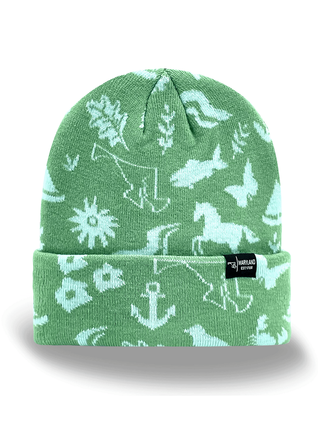 Maryland State Icons Knit Beanie Hat for Travel, Hiking, Outdoor Adventure Souvenir Gift