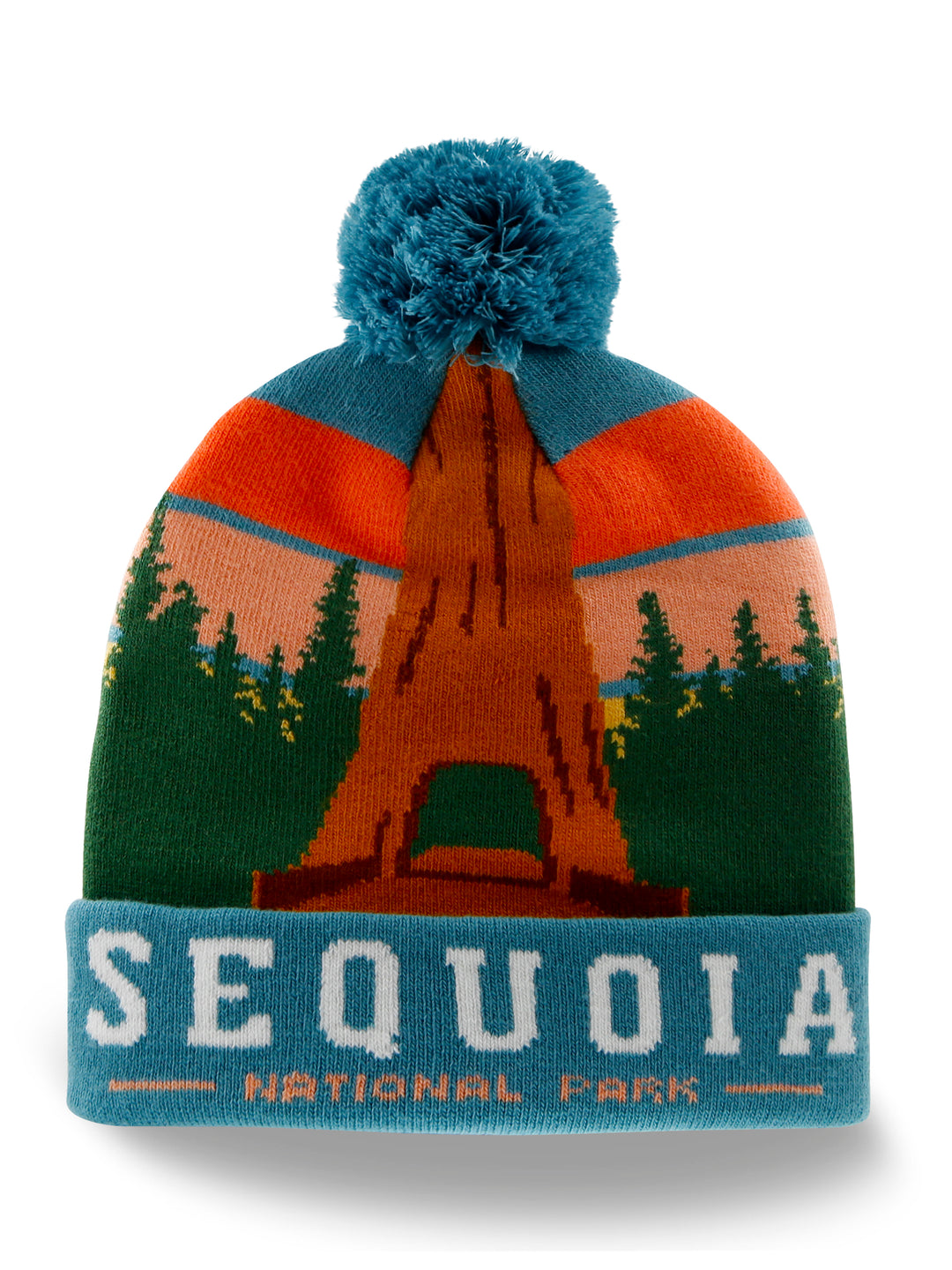 Sequoia National Park Beanie Hat with Pom | Warm Winter Knit Cap Hiking Gift