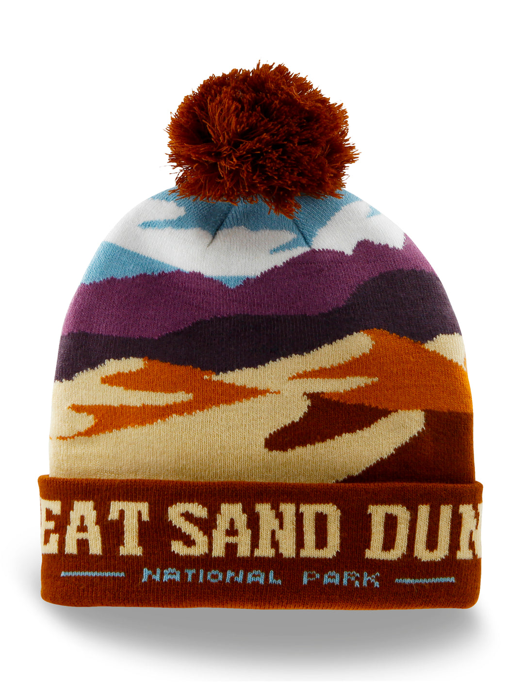 Sequoia National Park Pom Beanie Hat - Scenic Tree Design for Outdoor Adventures