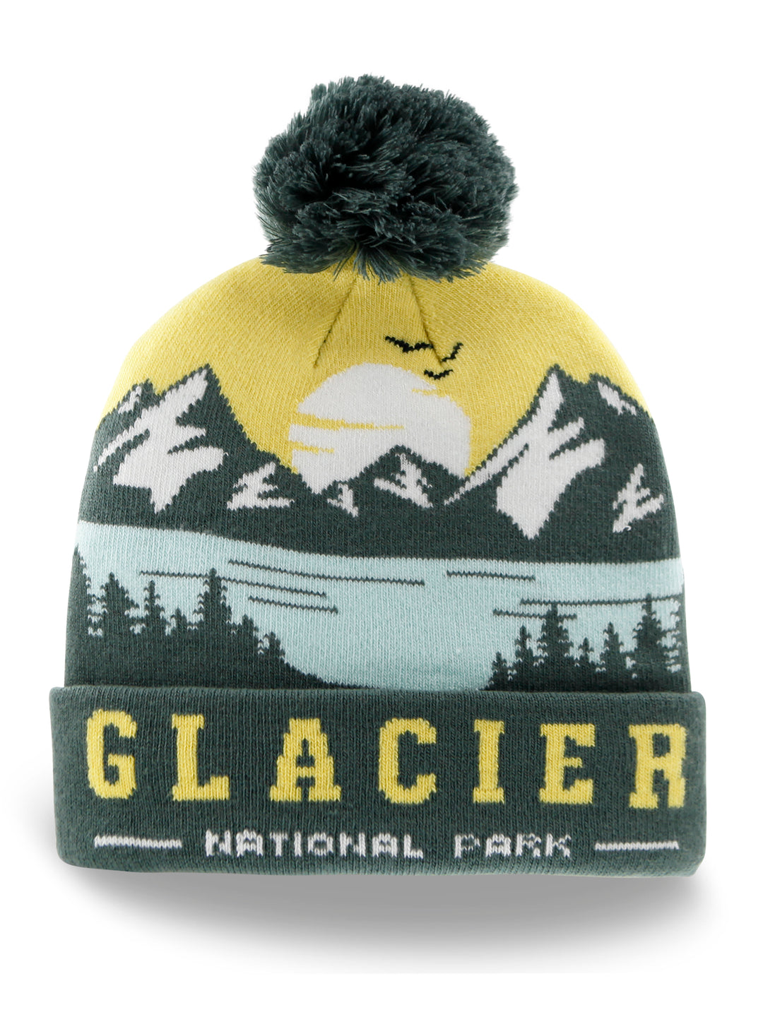 Glacier National Park Beanie Hat with Pom Winter Knit Souvenir Outdoor Hiking Travel Gift