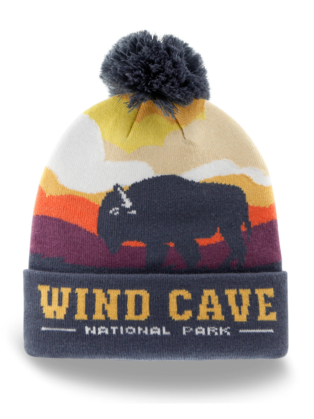 Wind Cave National Park Beanie Hat with Buffalo Sunset Design Warm Knit Cap
