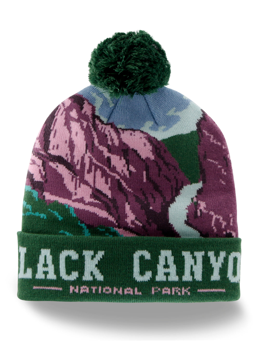 Black Canyon National Park Beanie Hat with Cliff Canyon Design Pom