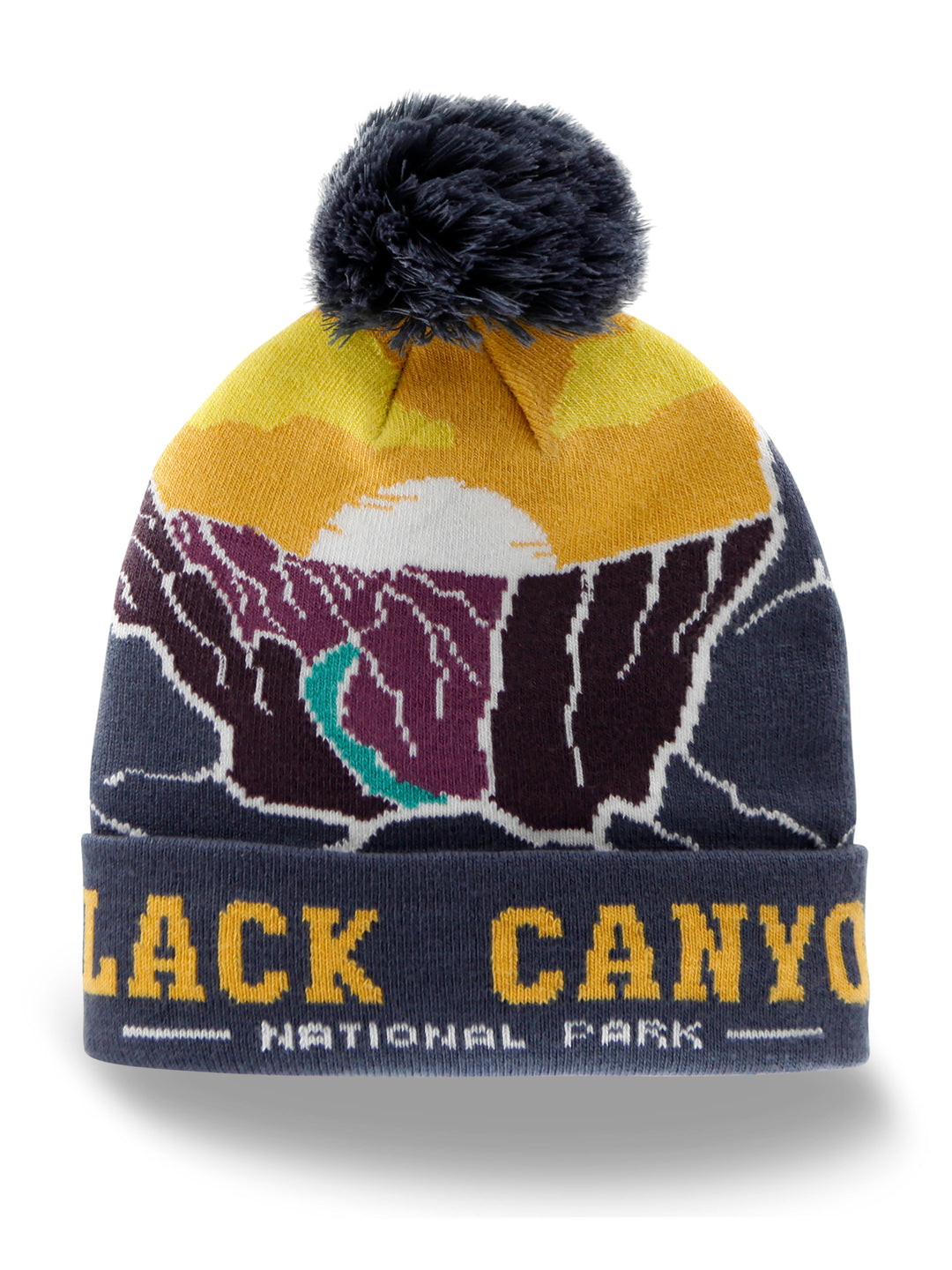 Black Canyon National Park Beanie Hat Winter Knit Pom Pom Sunset Hiking Souvenir