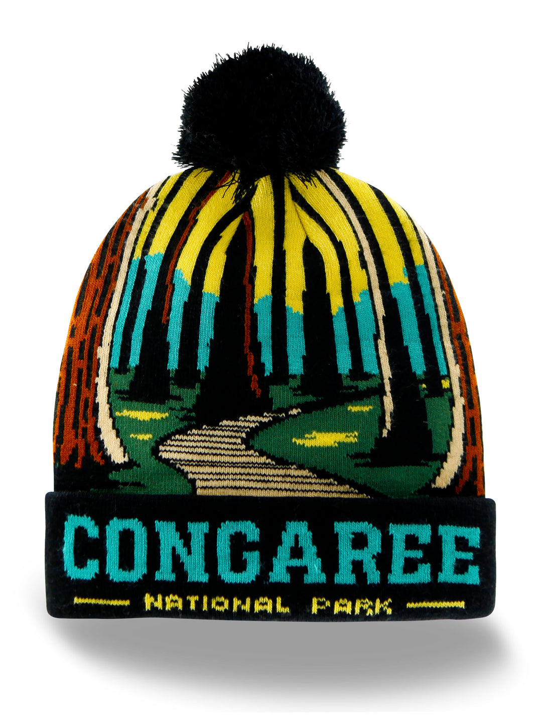 Congaree National Park Beanie Hat with Forest Trail Boardwalk Pom