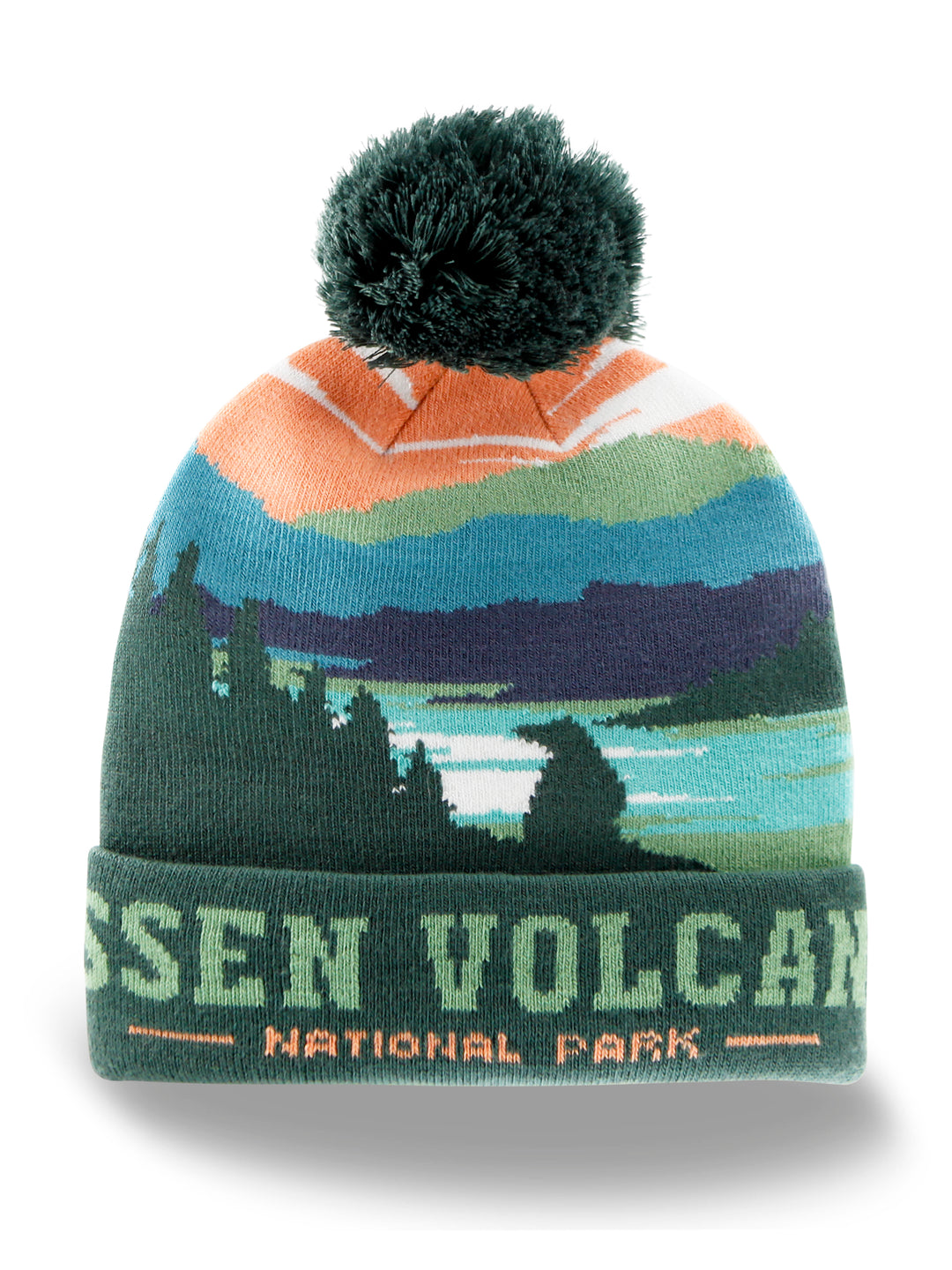 Lassen Volcanic National Park Beanie Hat with Pom Mountain Lake Hiking Gift